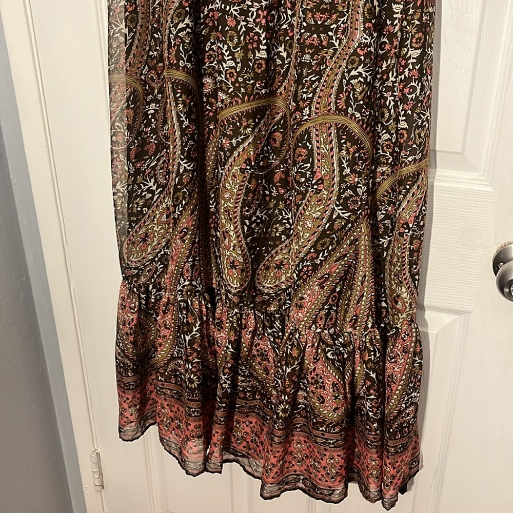 Walter Baker Ruffled Tiered Brown and Black Midi Dress - Picture 6 of 6
